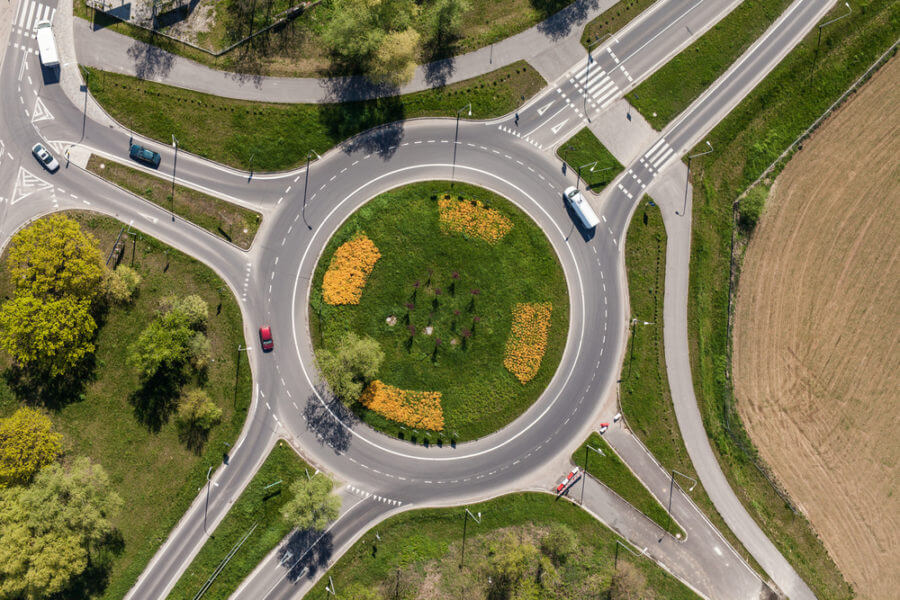 Overhead photo of a roundabout