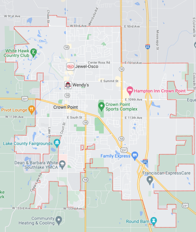 map of crown point Indiana personal injury lawyer
