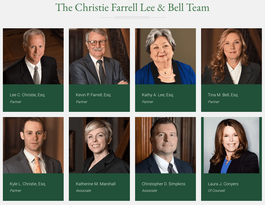 The Christie Farrell Lee & Bell personal injury legal team