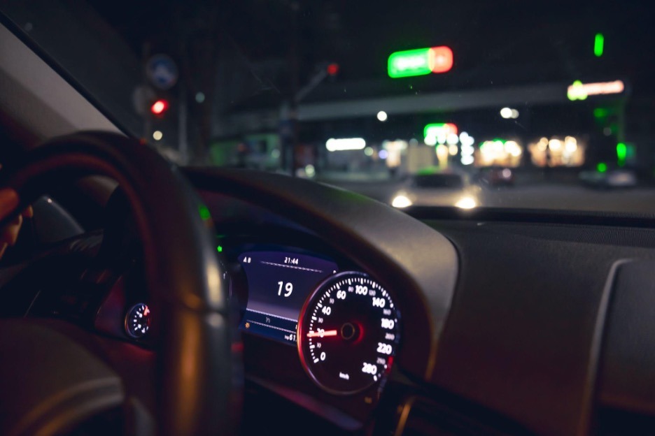 driving car at night