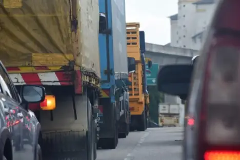 trucks stuck in traffic