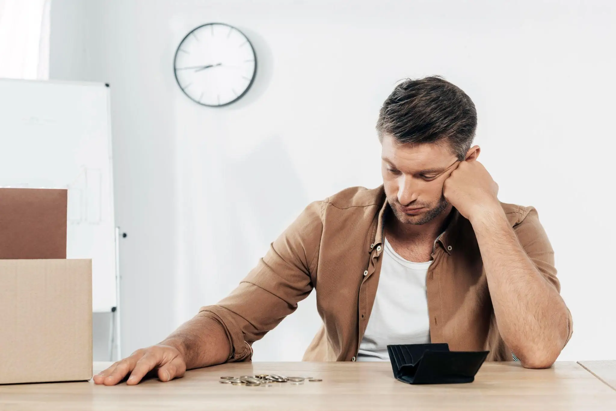 A man counting his change