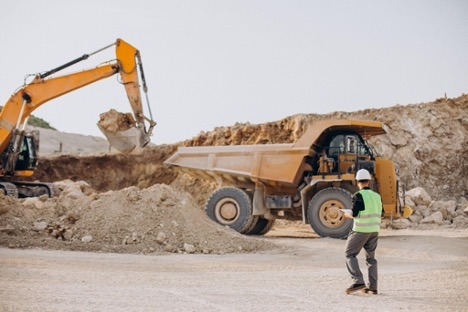 construction site with a dump truck