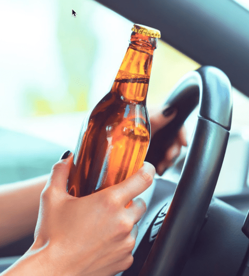 drunk driver drinking a beer in Indiana